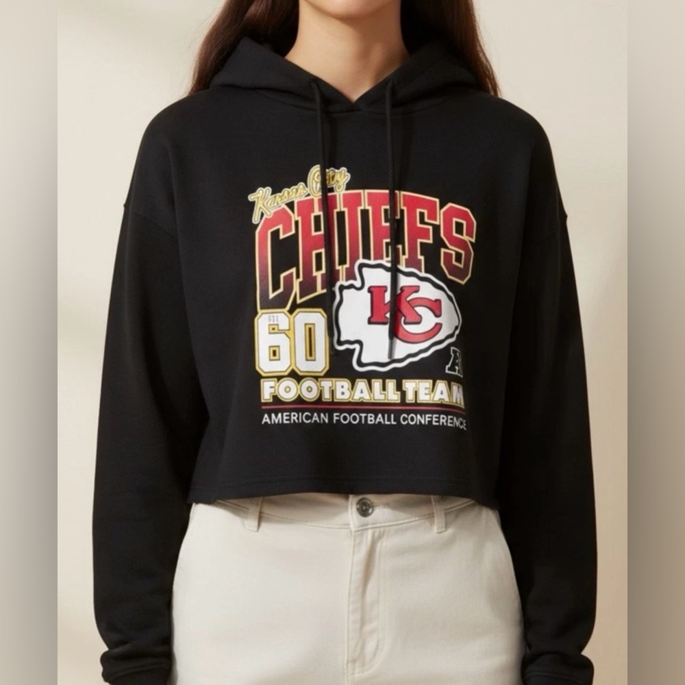 NFL Kansas City Chiefs Black Cropped Hoodie